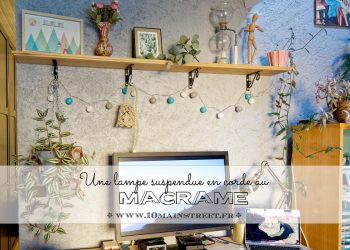Une lampe suspendue en corde au macramé